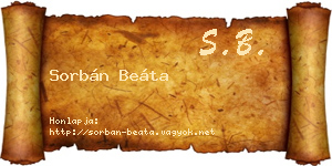 Sorbán Beáta névjegykártya
